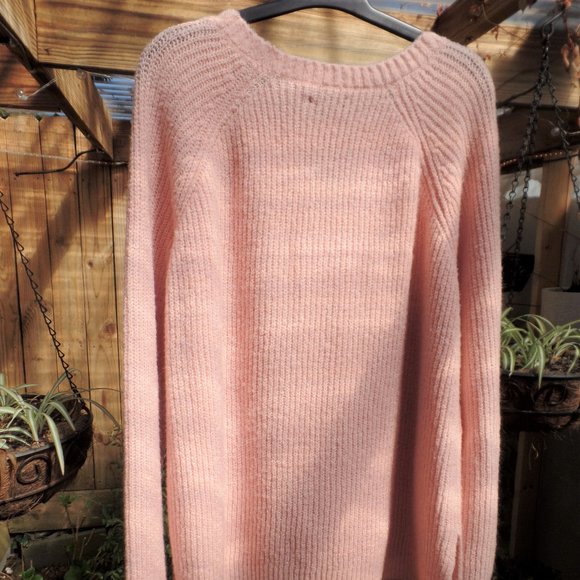 New Directions light coral with lace and cable detail sweater - Picture 3 of 4